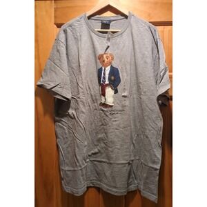 Vintage Mens Polo Ralph Lauren Grey Professional Preppy School Bear T-Shirt XL